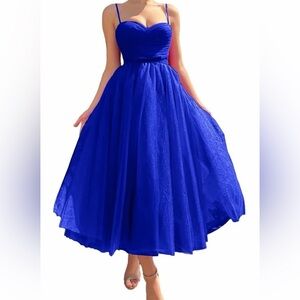 Royal Blue Tea Length Dress